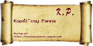 Kopácsy Panna névjegykártya